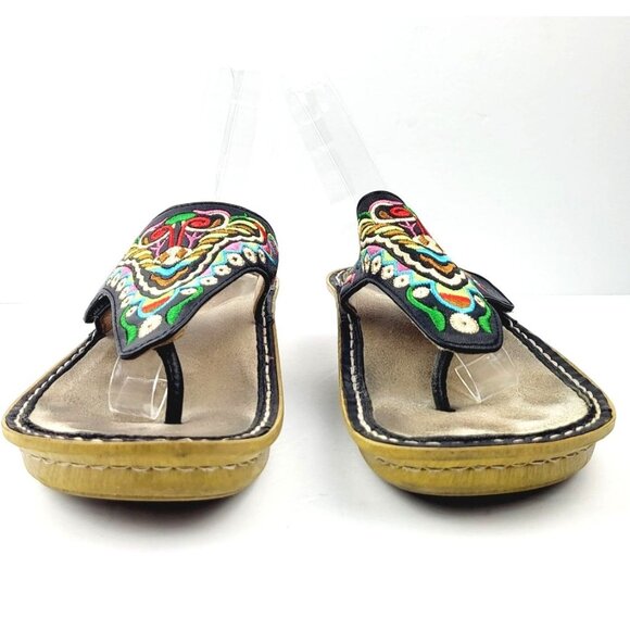 Alegria Womens Van Leather Multi Colored Thong Sandal -‎ Size 38 / US 7.5 - Picture 2 of 9